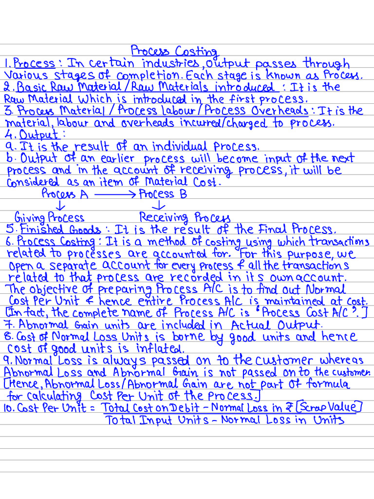 Process Costing Overview and Notes | PDF | Cost | Debits And Credits