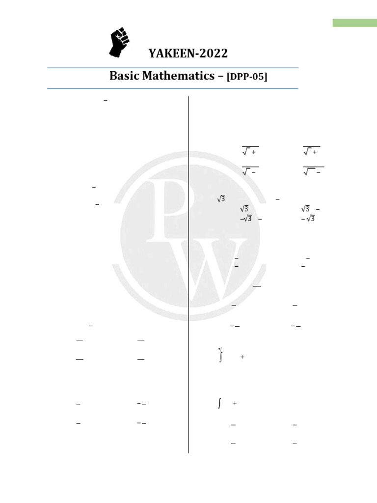 62b97dd5ce605100186fb546 - ## - Basic Mathematics and Vector - DPP 05 ...