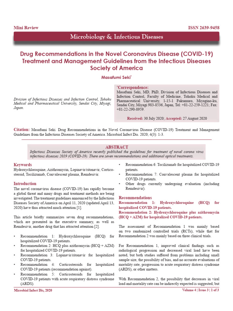 COVID-19 Drug Treatment Guidelines | PDF | Pneumonia | Medicine