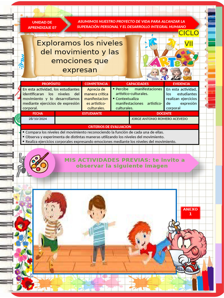 Niveles del Movimiento y Expresión Corporal | PDF | Las emociones | Bailes