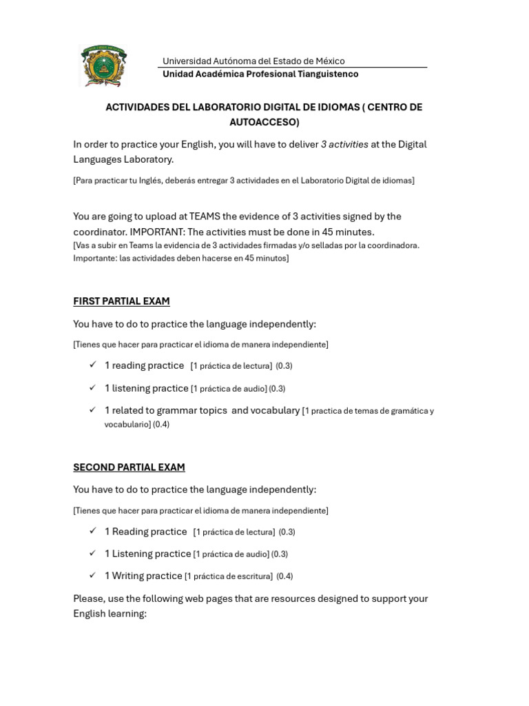 Actividades Del Laboratorio Digital de Idiomas | PDF | Career & Growth