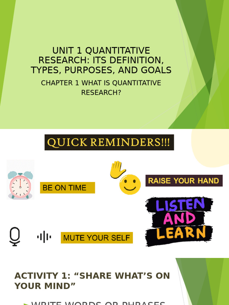 LESSON 1 2 Quantitative Research Characteristics and Importance | PDF ...