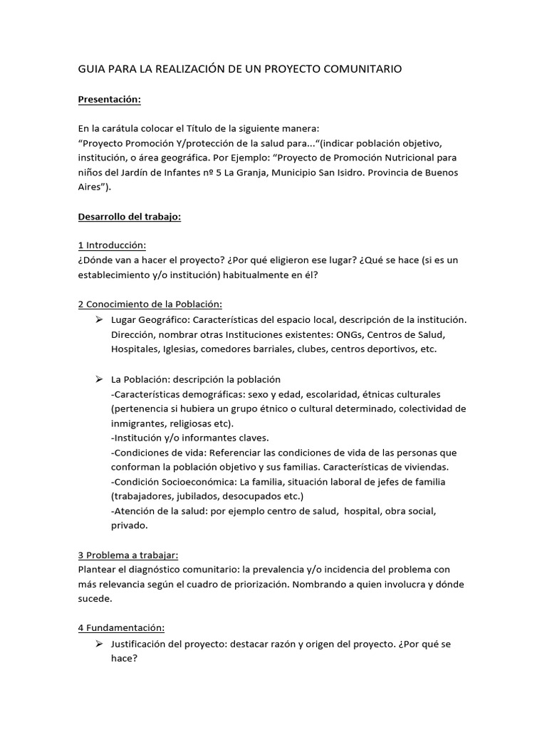 Guía para Proyectos Comunitarios | PDF