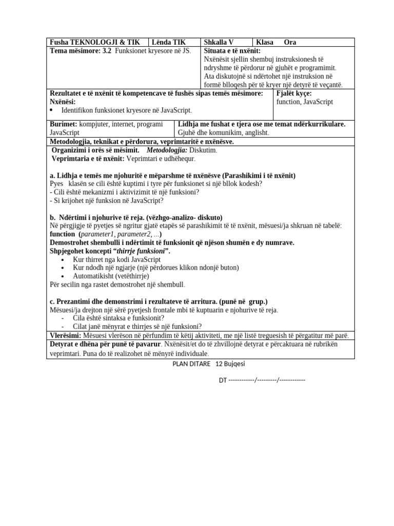 3.2. Funksionet Kryesore Në JS | PDF