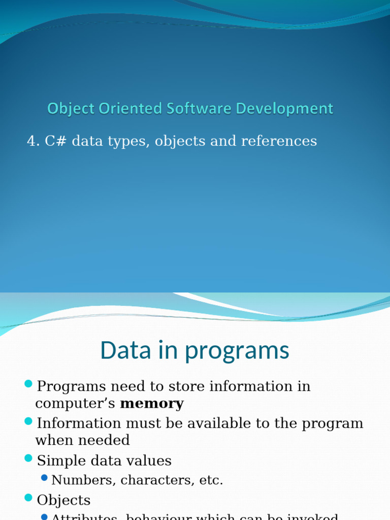 4-C# Data Types, Objects and References | PDF | Variable (Computer ...