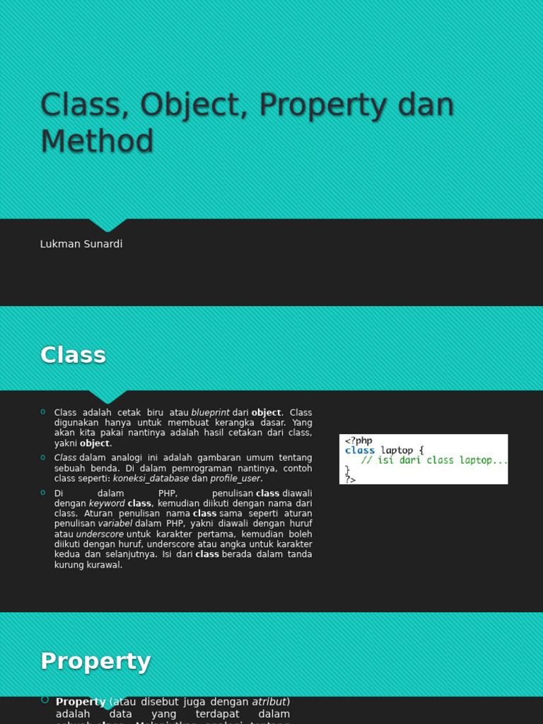 Class, Object, Property Dan Method | PDF