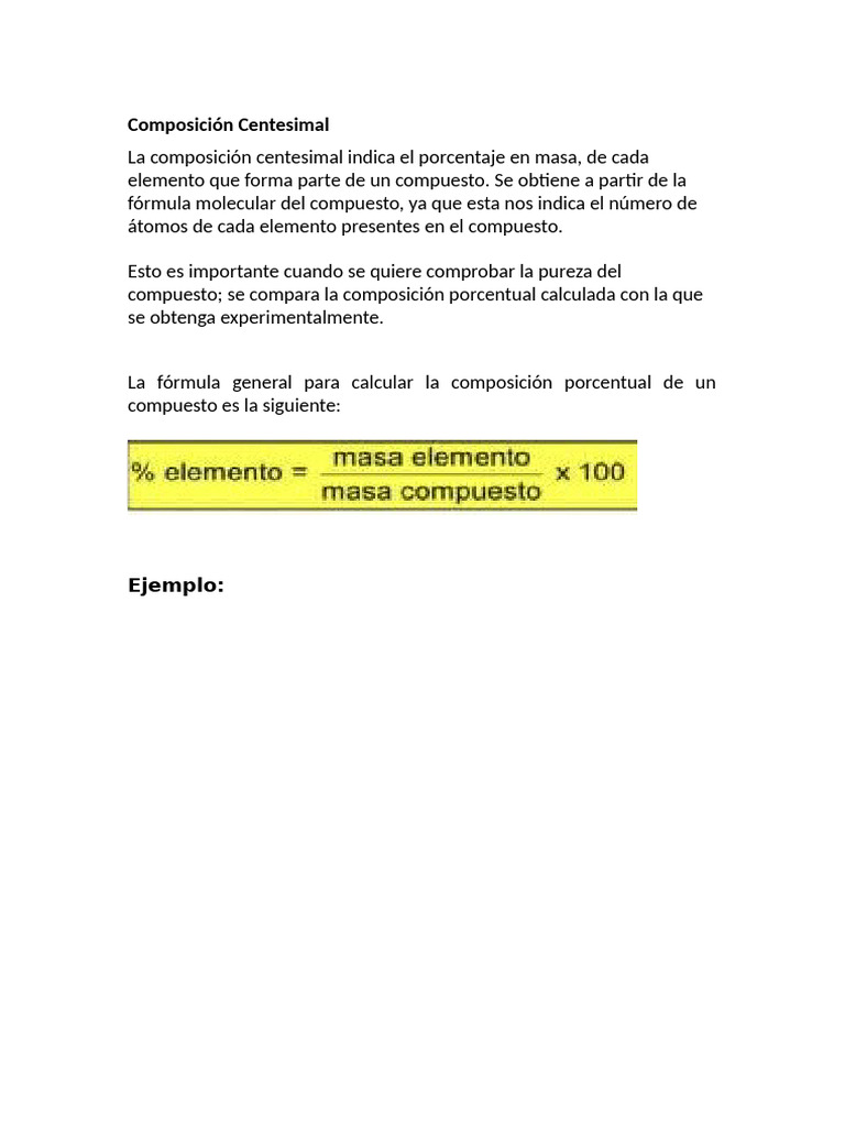 Fórmula de Composición Centesimal | PDF