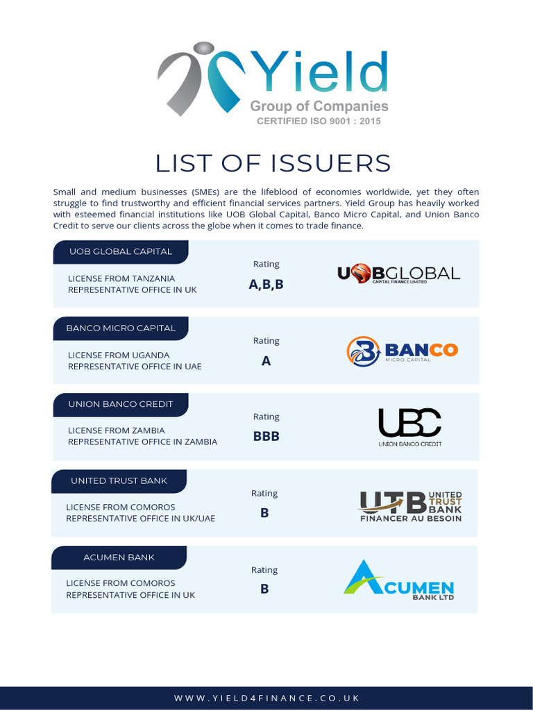 YGC - List of Issuers - 032024 | PDF | Business | Finance & Money ...