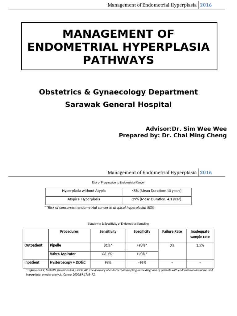 SGH Management of Endometrial Hyperplasia Pathways | PDF | Causes Of ...