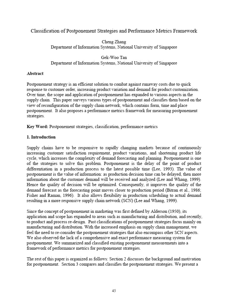 Product Postponement | PDF | Inventory | Performance Indicator