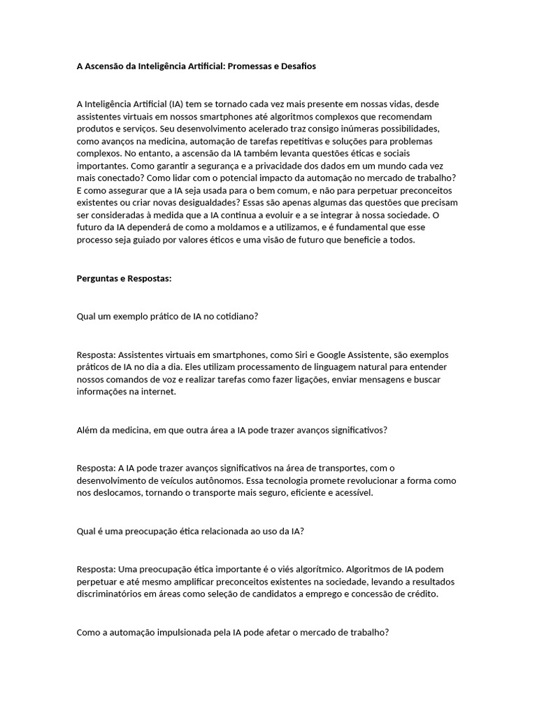 Desafios da Ascensão da IA | PDF | Inteligência artificial ...
