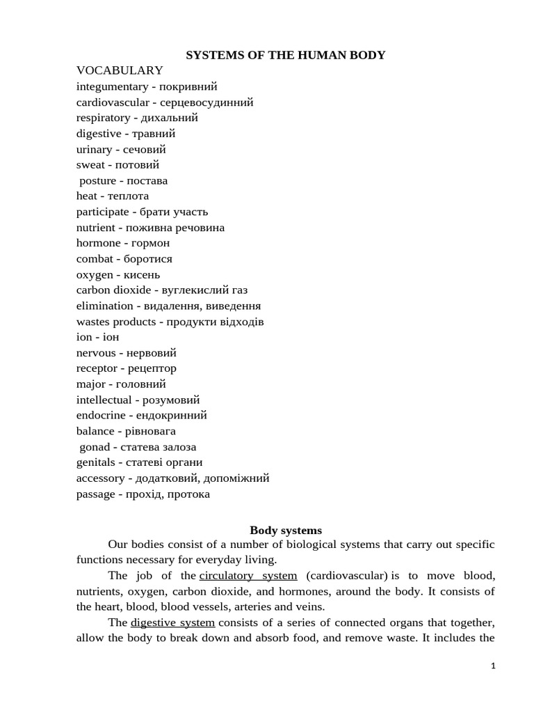Systems of The Human Body | PDF | Human Body | Muscle