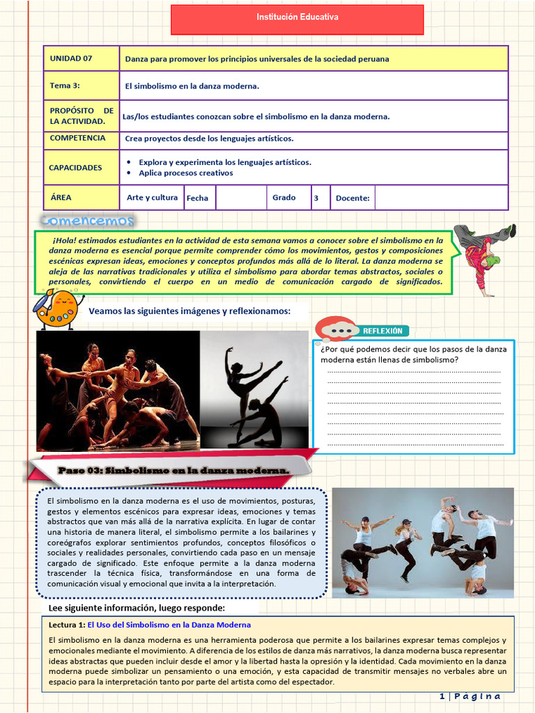 Arte y Cultura 3°y4° UNIDAD 07-TEMA 03 | PDF | Bailes | Simbolismo (Artes)