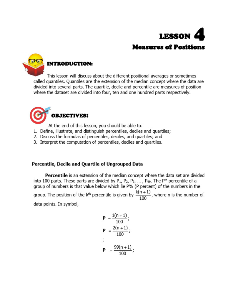 Lesson 4 measures of positions pdf quantile quartile