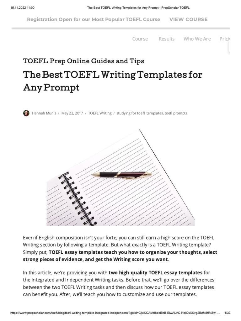 The Best TOEFL Writing Templates For Any Prompt - PrepScholar TOEFL ...
