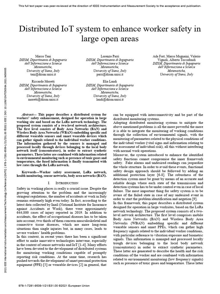 Distributed IoT System To Enhance Worker Safety in Large Open Areas ...