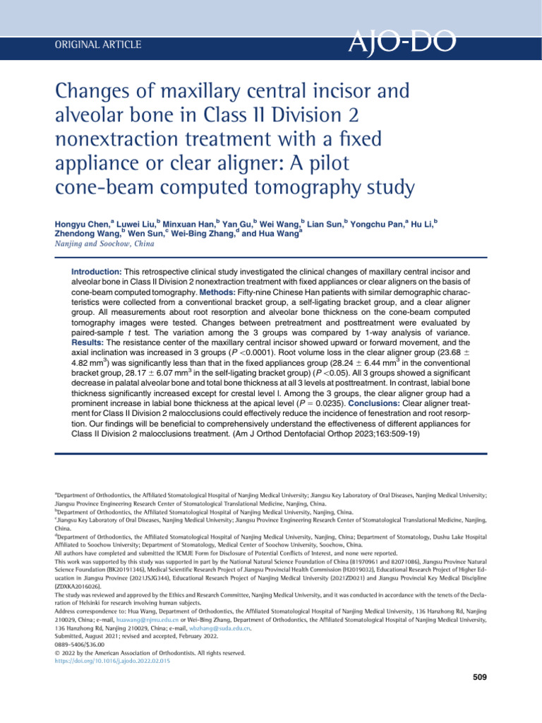 Changes of Maxillary Central Incisor and Alveolar | PDF | Orthodontics ...