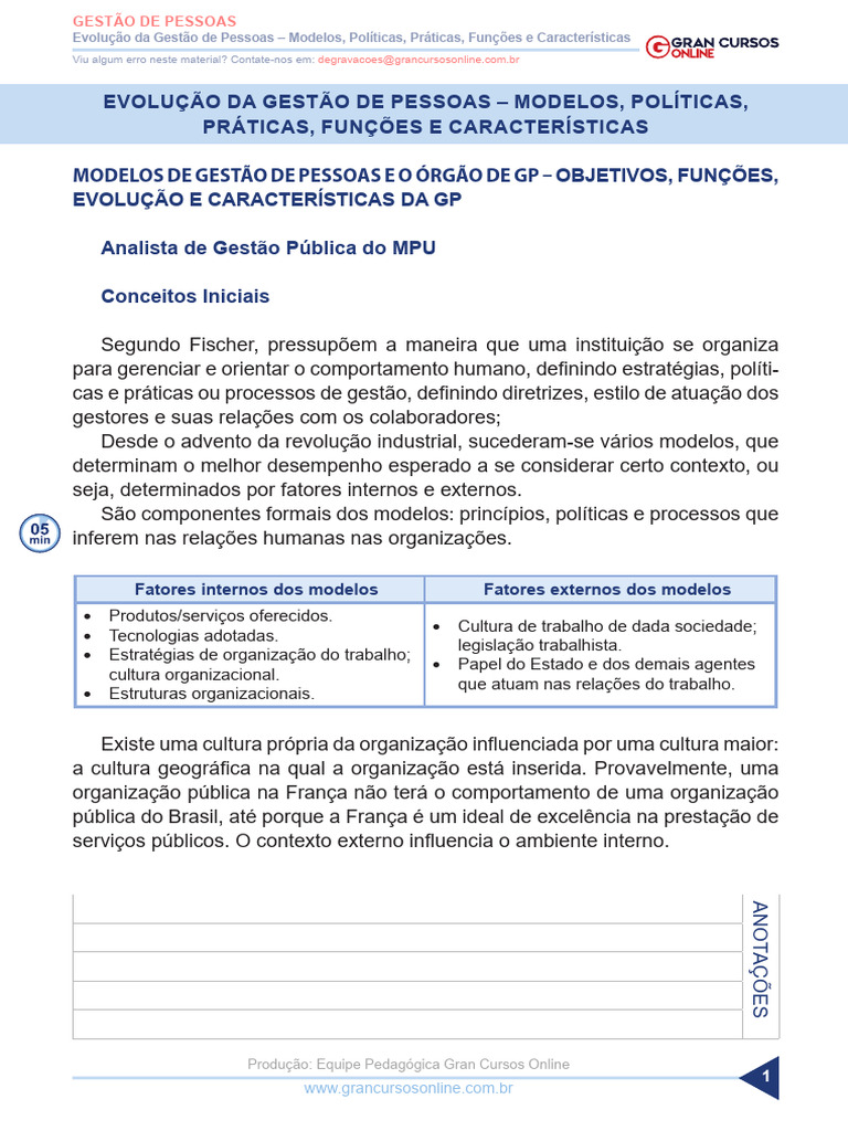 Evolução da Gestão de Pessoas e Modelos | PDF | Gestão de recursos ...