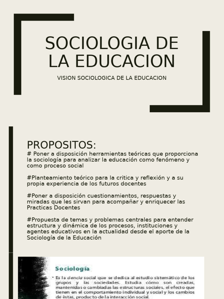 Sociologia de La Educacion Power 1 Clase | PDF