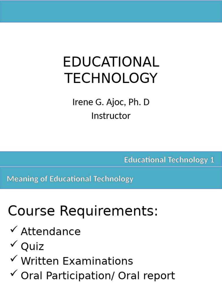 Educational Technology Session 1 Pdf Educational Technology Learning