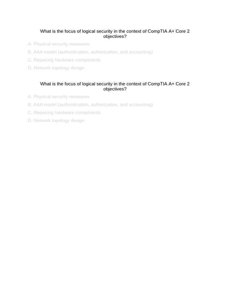 CompTIA A+ Core 2: Logical Security | PDF