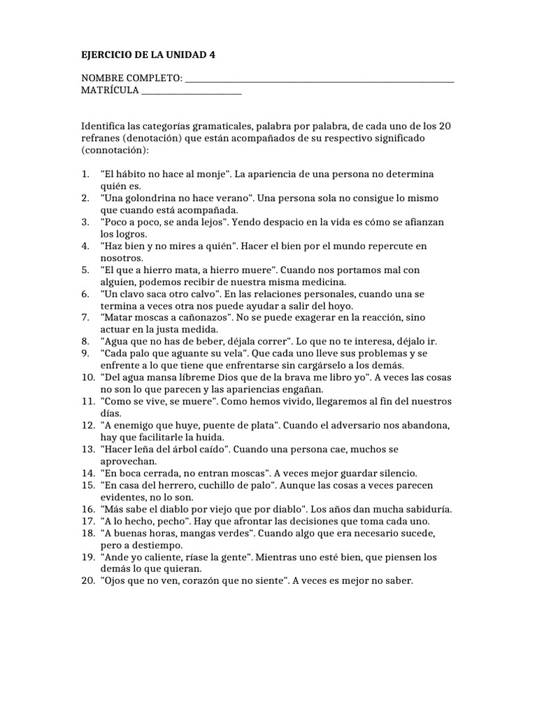 Ejercicio de La Unidad 4. | PDF