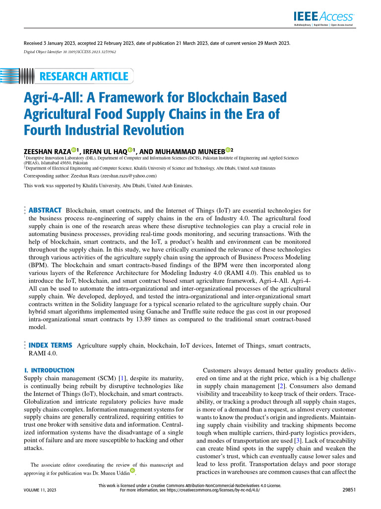 Blockchain in Agri Supply Chains | PDF | Internet Of Things | Supply Chain