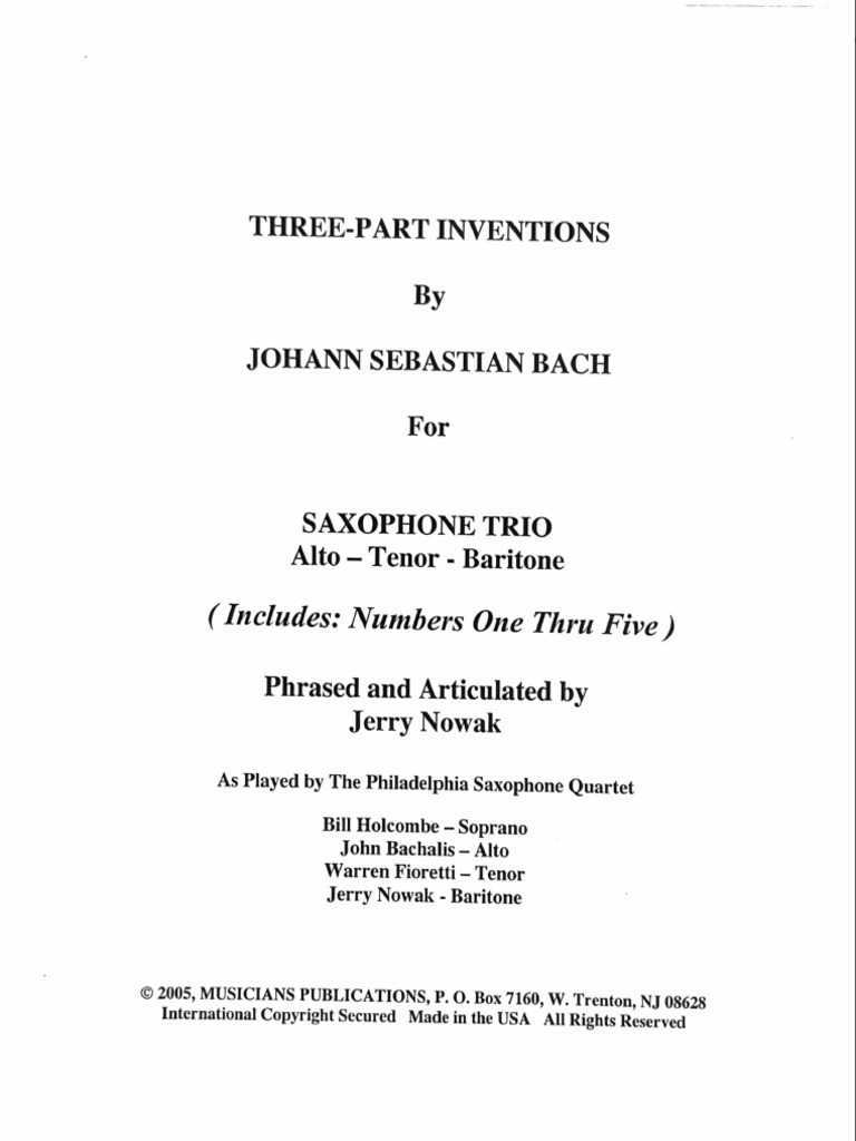 Bach 3 Part Inventions Vol. 1,2,3 Scores | PDF