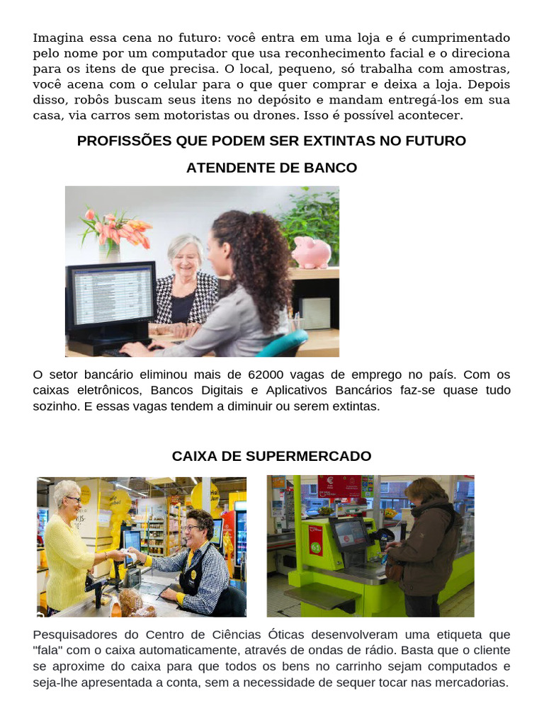 Futuro das Profissões: Extinção e Tecnologia | PDF