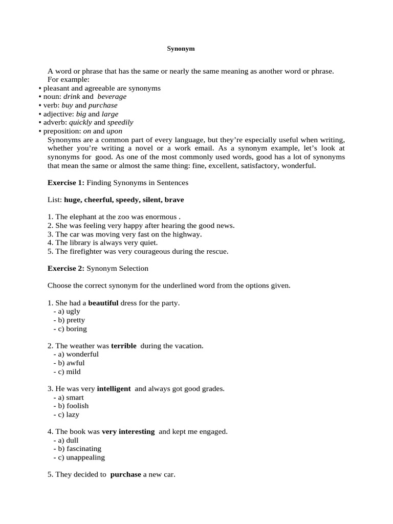 Understanding and Finding Synonyms | PDF