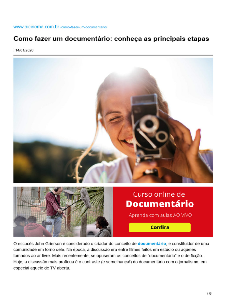 Como Produzir um Documentário Eficaz | PDF | Documentário | Roteiro