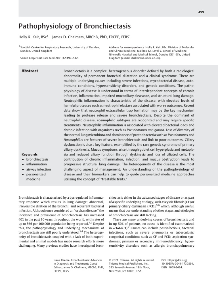Understanding Bronchiectasis Pathophysiology | PDF | Inflammation | Mucus