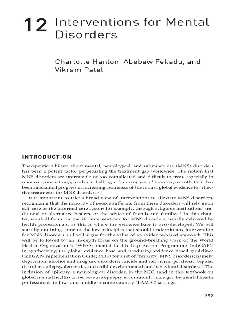 Effective Interventions for Mental Disorders | PDF | Randomized ...