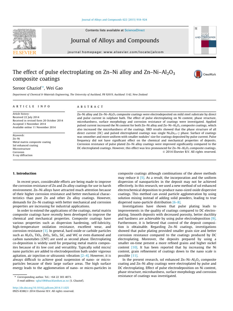 Pulse Electroplating of Zn–Ni Coatings | PDF | Corrosion | Nanoparticle