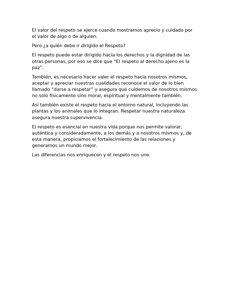El Valor Del Respeto | PDF | Crecimiento personal y profesional ...