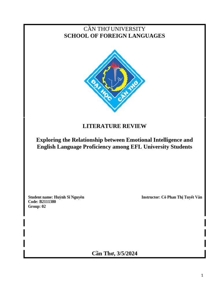 EI and ELP in EFL University Students | PDF | Emotional Intelligence ...