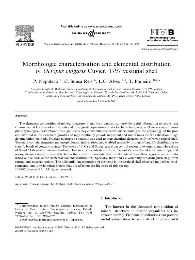 Elemental Analysis of Octopus Vulgaris Shell | PDF | Physical Sciences