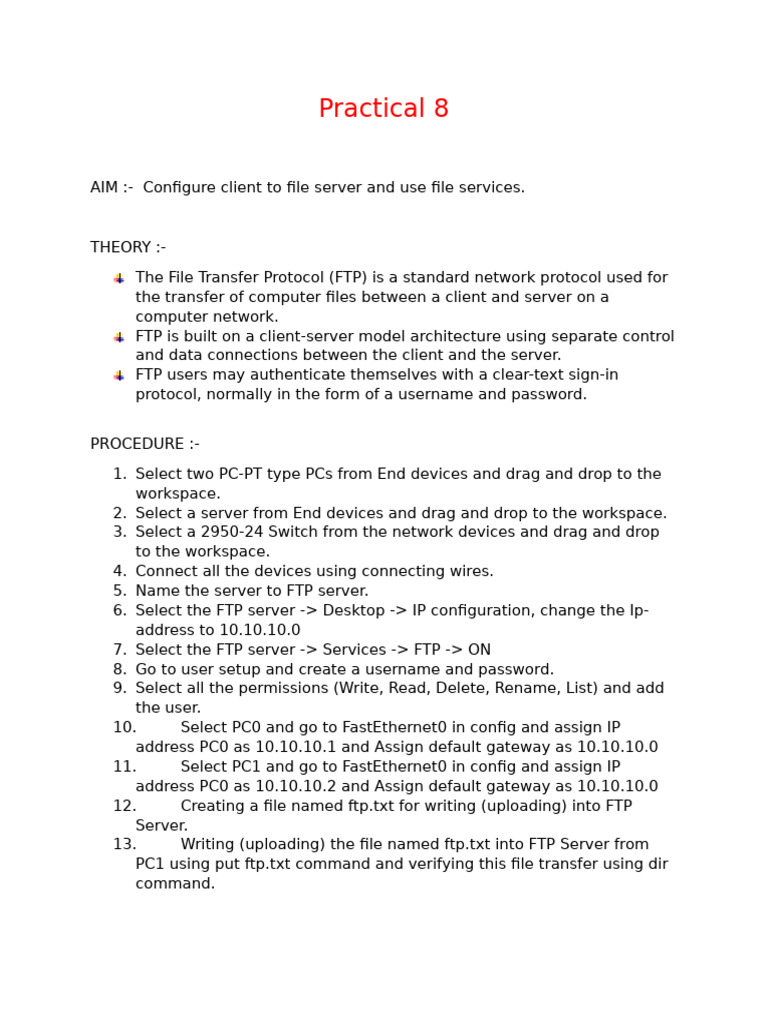 Configure FTP Client-Server Setup | PDF