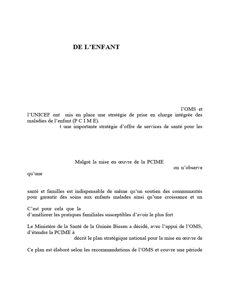 Plan Stratégique PCIME en Guinée Bissau | PDF | Vaccination | Taux de ...