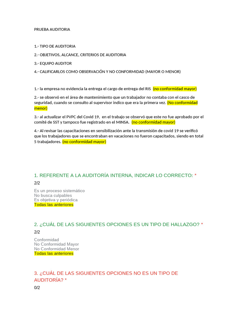 Prueba Auditoria Con Rpta | PDF | Auditoría | Contralor