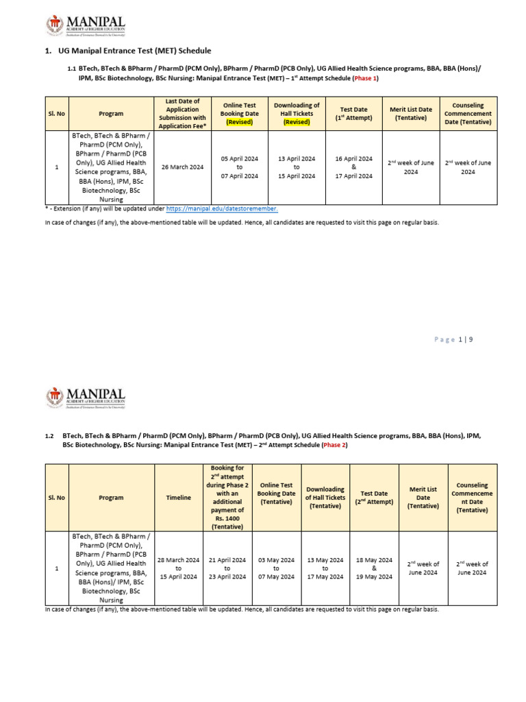 2024 MET and Counseling Schedule V3 | PDF | Identity Document