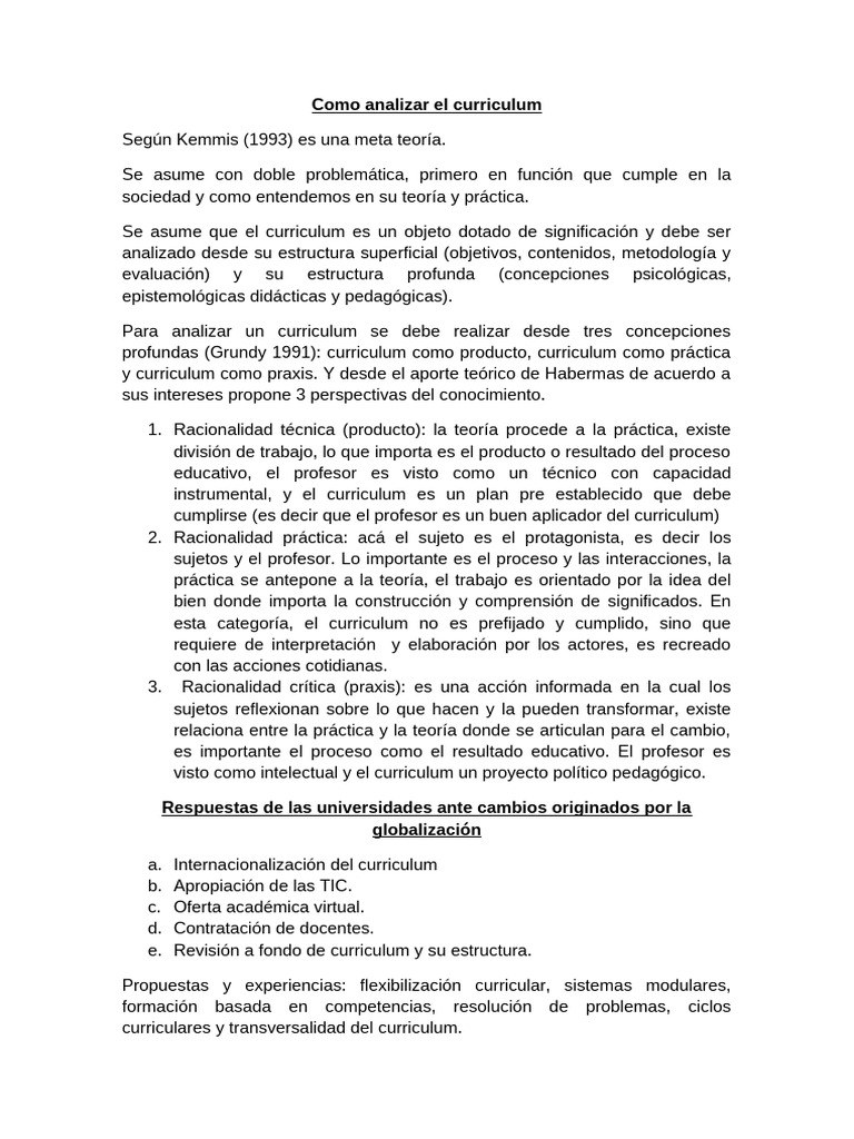 Análisis del Curriculum Educativo | PDF | Plan de estudios | Maestros