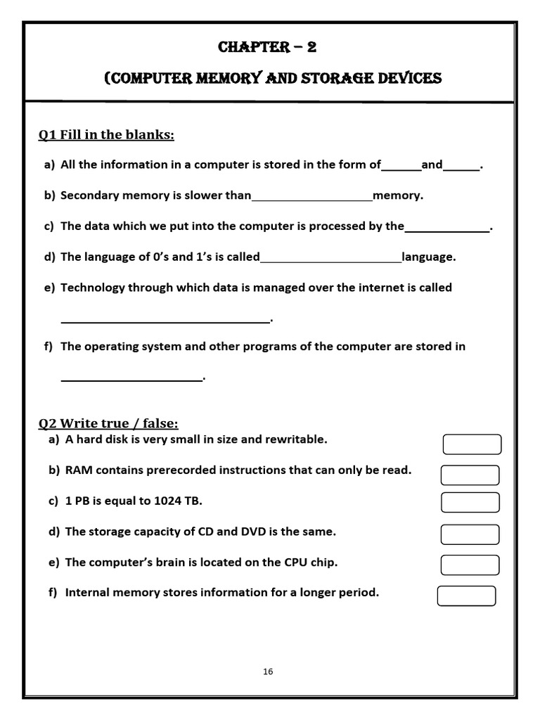Grade 4 CH 2 &7 Unsolved Assignments | PDF | Computer Data Storage ...