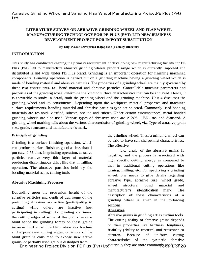 Abrasive Wheel Manufacturing Insights | PDF | Grinding (Abrasive ...