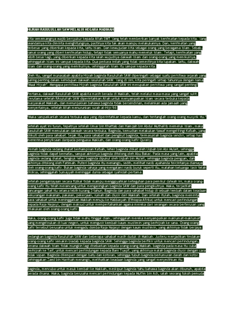 Hijrah Rasulullah Saw Melalui Negara Madinah Pdf