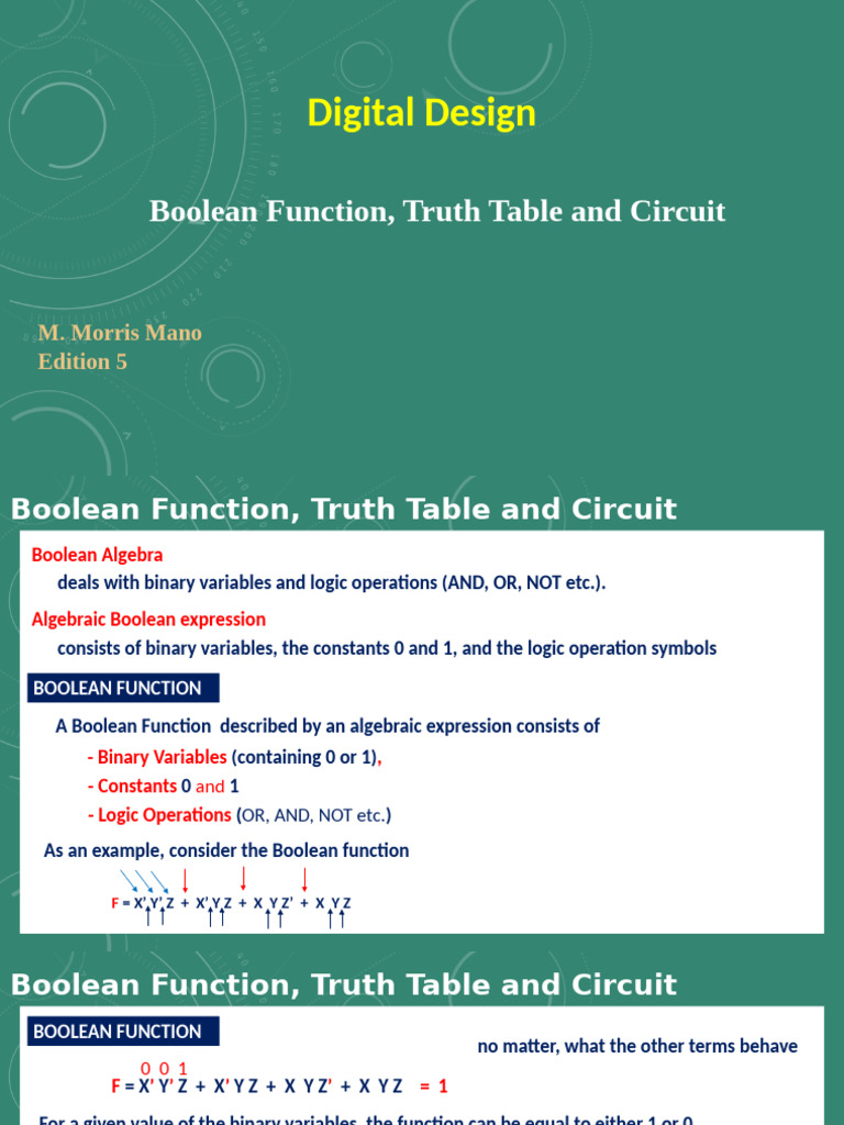2.4a - Boolean Function, Truth Table and Circuit Diagram | PDF ...