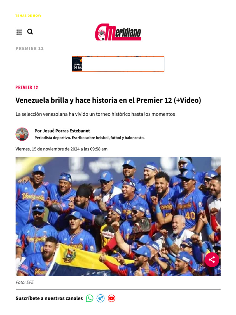 Venezuela Brilla y Hace Historia en El Premier 12 (+video) | PDF ...