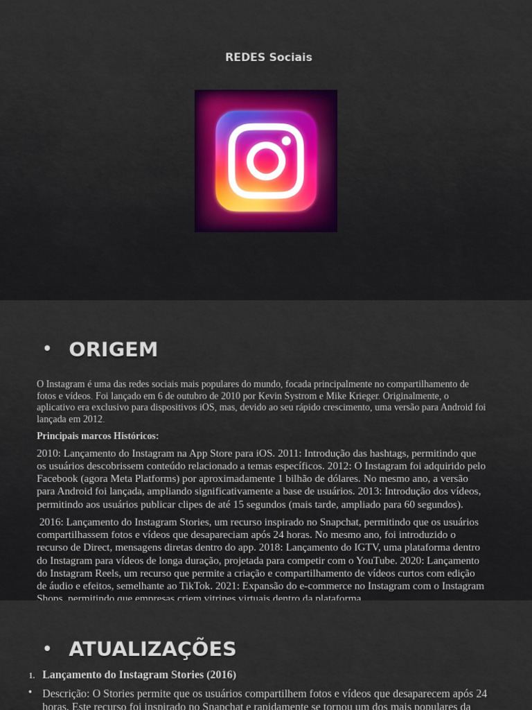 Apresentação1 Instagram | PDF | Snapchat | Informática