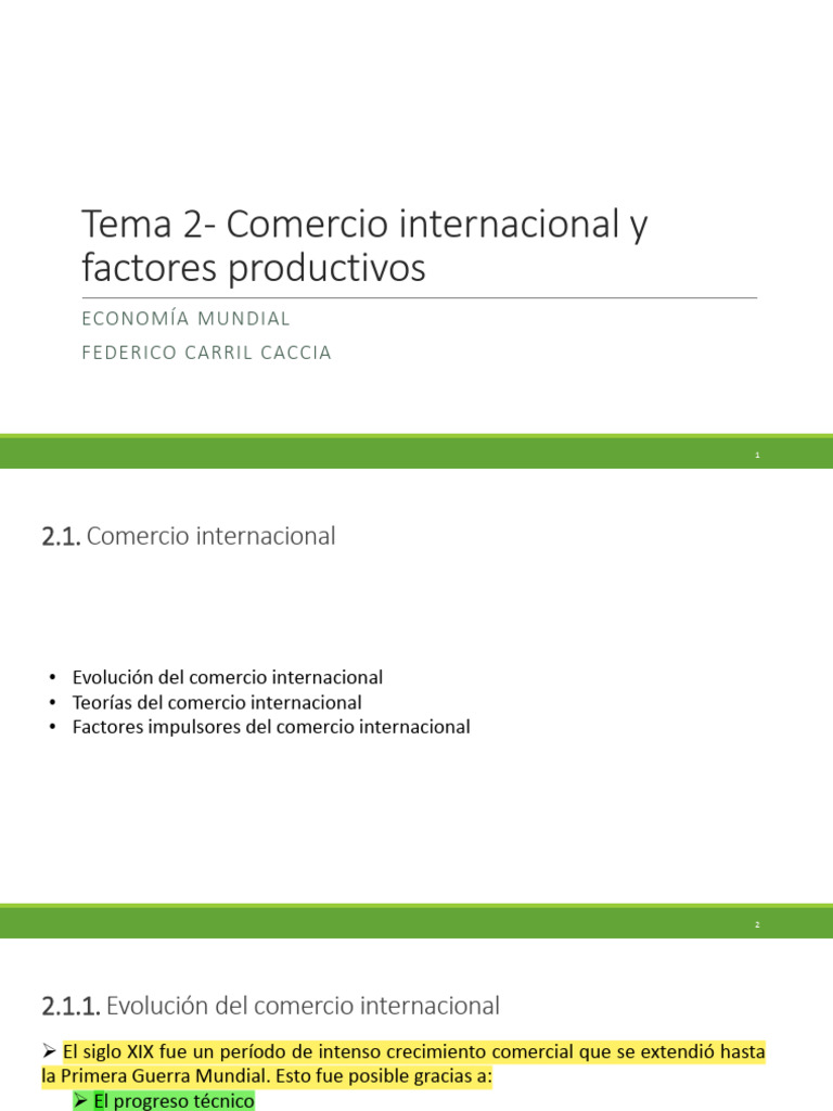 Tema 2 - Comercio Internacional y Factores Productivos | PDF ...