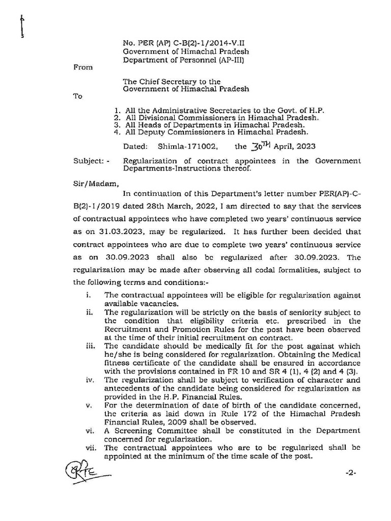 Regularization of Contract Employees 2023 | PDF | Legal Documents ...